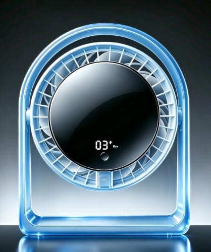 RANVOO Quiet Desk Fan, Air Circulator Mini Fan for Bedroom, 4 Speeds Strong Airflow Portable Fan, Smart Display USB Fans,120°Tilt, Small Desktop Table Fans For Office Room Home,Translucent Blue - Image 1