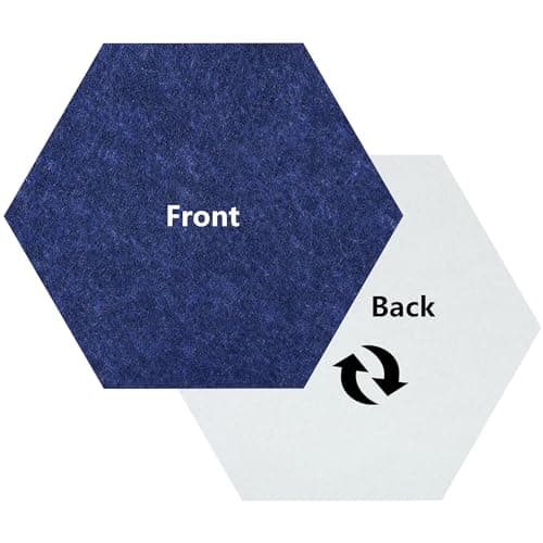 Vienrose Hexagon Felt Bulletin Board Self Adhesive Pin Board Wall Decoration Tiles with 35 Push Pins for Office Home and School, Blue Series 8 Pack - Thumbnail 2