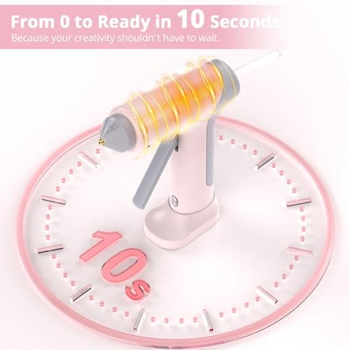 Cordless Hot Glue Gun, 4V 10s Fast Preheat, USB-C, 2000mAh Battery with Indicator, Smart Temp Control, Anti-Drip, Auto-Off, 30×7mm Glue Sticks, DIY Crafts, Home Repair, School Project (Light pink) - Thumbnail 3