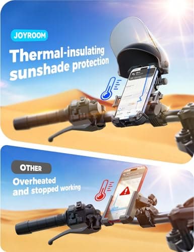 JOYROOM Motorcycle Phone Mount Holder, [All-Weather Sunshade & 120mph Secure Lock] Phone Holder for Motorcycle ATV UTV, [Metal Lock] Handlebar Phone Mount for iPhone 17 16 15 14 Pro, All 4.7-7" Phones - Thumbnail 3