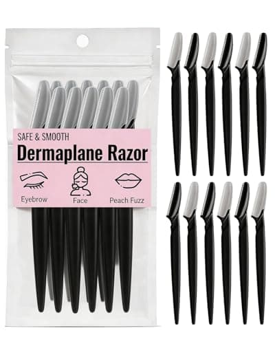 Dermaplane razor for Women – Gentle face razors for women & eyebrow razor Kit for Peach Fuzz Removal, Safe Protective Blade, Painless Facial Hair Remover & Exfoliating Tool, Pink,12-Pack - Image 1