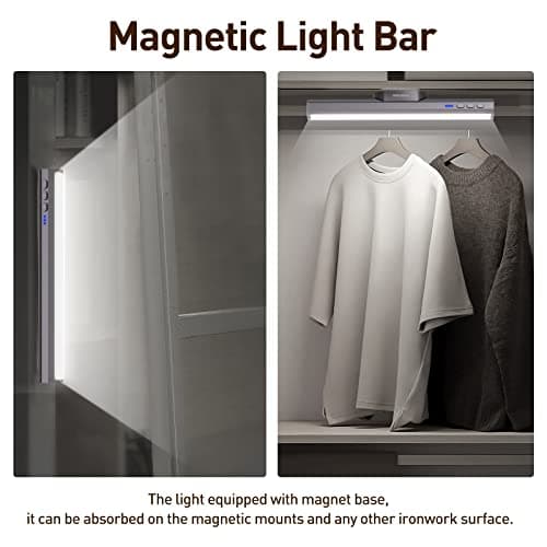 Rocoren Cordless Under Cabinet Lighting, Magnetic Closet Light, 5W Desk Lamp, Dimmable, Button Control, Adjustable Color Temperature/Brightness, Rechargeable USB-C Powered Cabinet Lights (Gray) - Thumbnail 6