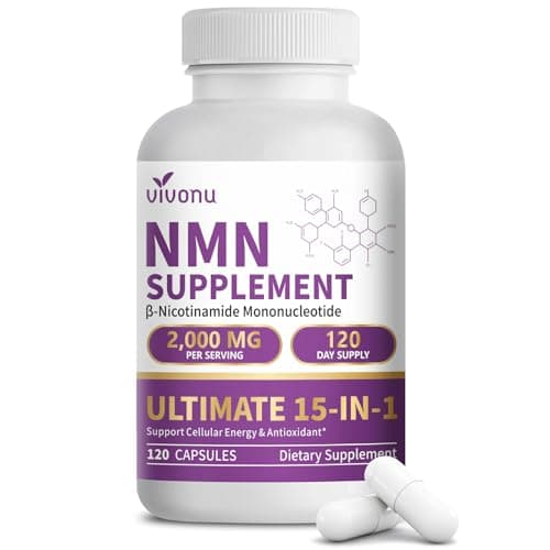 15-in-1 Liposomal NMN Supplement, 2000mg per* Serving*, 120 Day Supply, 99% Pure, NAD+ NMNH Alternative with Nicotinamide Mononucleotide, Resveratrol, TMG, CoQ10, Quercetin & Glutathione, 120 Capsules - Image 1