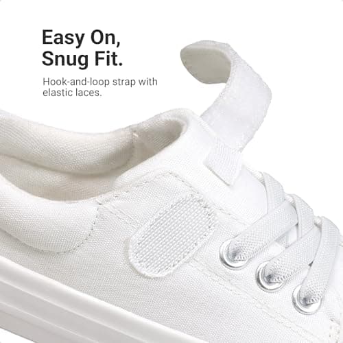 DREAM PAIRS Kids Toddler Sneakers Boys Girls Casual Canvas School Shoes,Size 9 Toddler,All White,SKFN26001K - Thumbnail 3
