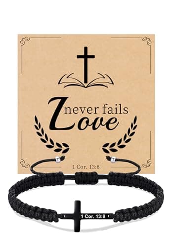 Sistble Dainty Cross Bracelet for Men Baptism Gifts Jesus Inspirational Bracelets for Teen Christian Catholic Confirmation Gift Bible Verse Jewelry for Teenage - Image 1