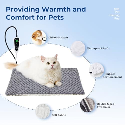 ZOMISIA Large Dog Heating Pad 35x24 Inch - 11 Adjustable Temperature and 25 Timer Options, Heated Dog Bed Indoor Waterproof with Chew-Resistant Cord for Large Dogs - Thumbnail 6