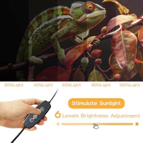 11-Inch 15W LED UVB Light for Reptiles with Dimming & Timer, Adjustable 10.0-20.0 UVB UVA Lamp for Bearded Dragons, Turtles, Snakes – Full Spectrum UVI Lighting Fixture for Desert & Tropical Habitats - Thumbnail 4