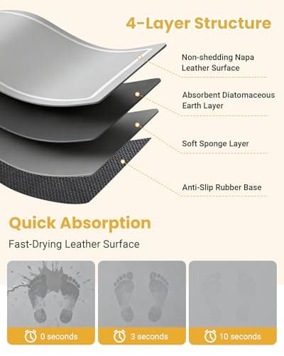 Soft Diatomaceous Earth Bath Mat, Quick Dry Bathroom Mats 2 Piece, Gray Super Absorbent Bath Mat Set, Washable Non Slip Bathroom Rugs, Stone Bath Mats Alternative, 15.74" x 23.62" Plus 15.74" x 47.2" - Thumbnail 2