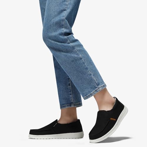STQ Slip on Sneakers with Arch Support Women's Casual Boat Summer Orthopedic Shoes for Travel and Business Black US 6 - Thumbnail 3