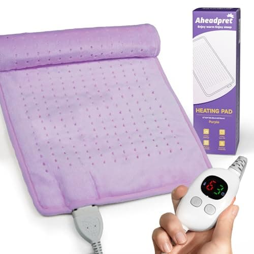 Aheadpret Electric Heating Pads for Neck and Shoulder,3 Hours Auto Shut Off,6 Heat Levels,12" x 24" Heating Pads,Machine Washable,Birthday Gifts for Women and Men,Purple