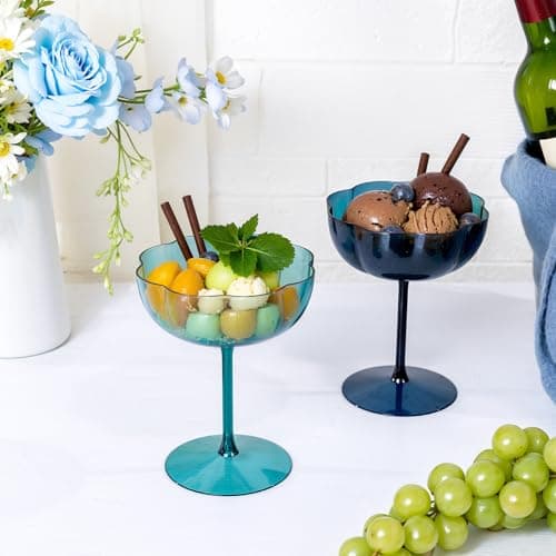 Ciaell 12PCS Plastic Martini Glasses - 10 Oz Colored Elegant Disposable Cocktail Glasses for Champagne Wine Wedding Party Anniversary Bar - Thumbnail 6