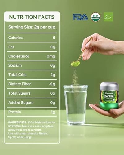 Maestri House Ceremonial Grade Matcha Powder - Premium First Harvest Green Tea Powder, 100% Pure Unsweetened No Additives, USDA Organic Gluten-Free Vegan, 1.06oz Tin - Thumbnail 2