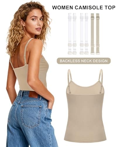 HotGains Women Camisole (US, Alpha, Medium, Regular, Regular, Nude) - Thumbnail 4
