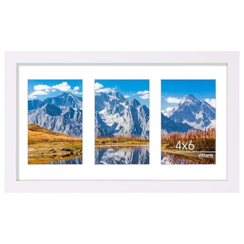 Vittanly 8x14 Picture Frames Collage Wall Decor, Displays 3Pcs 4x6 Pictures with Mat or 1Pcs 8x14 without Mat, Collage Picture Frame for Horizontal or Vertical Display, White, 1 Pack - Image 1
