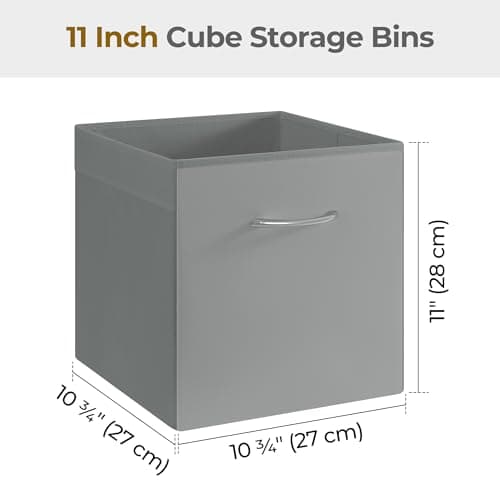 StorageWorks Gray Storage Cubes, 11 Inch Cube Storage Bins with Handle, Cube Storage Organizer Bins for Shelves and Closet, Collapsible Storage Bins, 4-Pack - Thumbnail 2