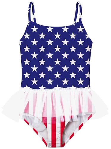 swimsobo Girls Swimsuits 4th of July 1 Piece Patriotic Bathing Suit American Flag Swimwear for Independence Day - Image 1