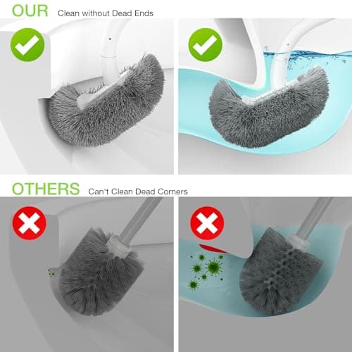 OSCIOSS Bamboo Toilet Brush Set, 2 Pack with Ergonomic Design, Compact Size, Durable Bristles, Wooden Holder for Bathroom Cleaning - Thumbnail 2