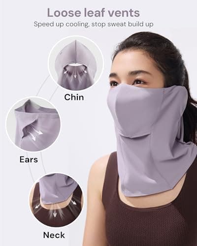BENEUNDER Balaclava UV Sun Protection Face Cover UPF50+ Breathable Cooling Neck Gaiter Unisex for Summer Outdoor Activities Hiking Fishing Purple - Thumbnail 4