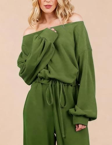 GAMISS St patricks Day Outfit Spring Jumpsuit for Women 2026 Long Sleeve Airport Travel Outfit Casual Dressy Rompers Green M - Thumbnail 5