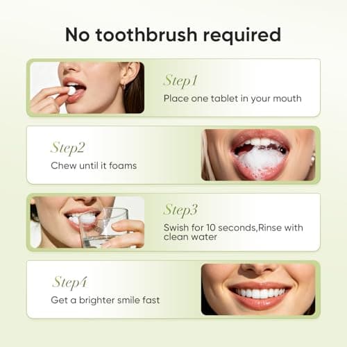FIZZOVA Toothpaste Tablets with CalciumPhosphosilicate&Hydroxyapatite,Fluoride Free ChewableToothpaste,Plastic Free Travel Size Toiletries,Whitening Dental Cleaning Tablets,30 Count Mint - Thumbnail 6