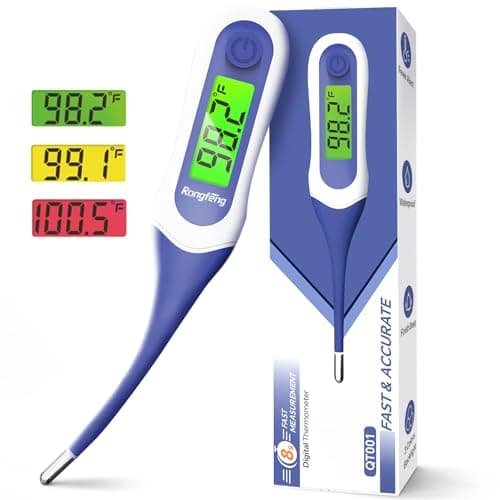 8s Fast Reading Oral Thermometer for Kids and Adults, Baby Digital Thermometer with 3 Color Backlit and Fever Alarm Medical FDA Basal Thermometer for Oral, Rectal, Underarm - Image 1