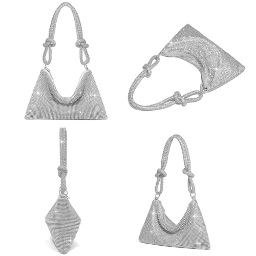 GEMIU Evening Bag Sparkle Purses for Women, Rhinestone Clutch Purse for Women Dressy Sequin Purse Silver - Thumbnail 6