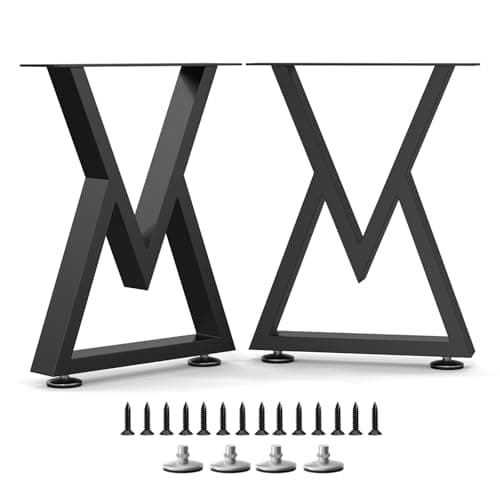 SNYXXOZ 16-Inch Metal Coffee Table Legs, Heavy-Duty Wrought Iron Office Desk Legs, Suitable for DIY Furniture,Dining Tables,Side Tables, Chairs, Desks, Benches,Capacity of 800 Lbs. Set of 2(v-Shape)