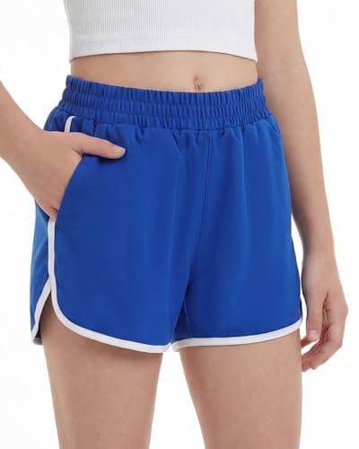 Stelle Girls Athletic Shorts with Pockets Quick Dry Running Shorts Gymnastics Basketball Short for Teen Kids Royal Blue L