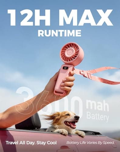 Diveblues Portable Turbo Fan, 100 Speed Handheld Fan with Strong Airflow, Foldable 4 in 1 Personal Fan for Neck, Desk & Travel, USB-C Rechargeable, Lightweight for Summer, Concerts & Outdoor Use - Thumbnail 4