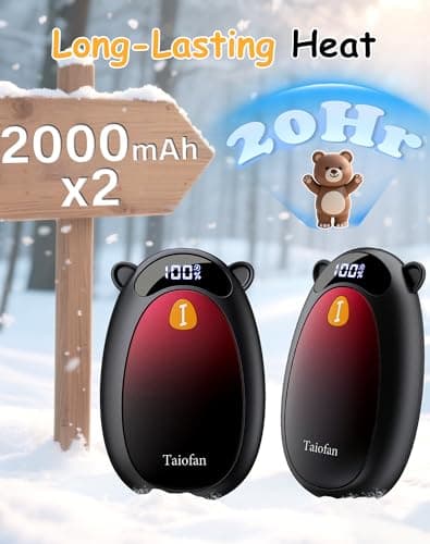 Taiofan Electric Hand Warmers Rechargeable, Cute Bear Design, LED Display, 4 Settings, Fast Heating Portable Pocket Heater Magnetic Handwarmers 2 Pack for Hunting Essentials Camping Gift for Men Women - Thumbnail 3