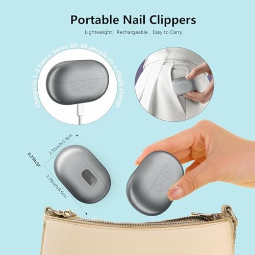 Electric Nail Clipper, Safe Electric Nail Clippers for Seniors, Adults, Kids, Babies, Upgraded 3-in-1 Nail File, Toenail Trimmer, Nail Cutter with Dust Storage & LED Light, Gifts for Mom Dad (Gray) - Thumbnail 5