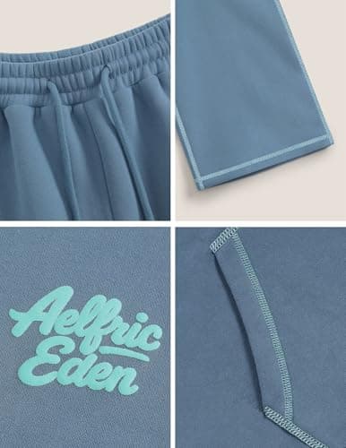 Aelfric Eden Womens Sweatsuits 2 Piece Set Oversized Fleece Hoodie and Sweatpants Track Suits Sweat Matching Lounge Pants Fall Blue Grey Large - Thumbnail 5