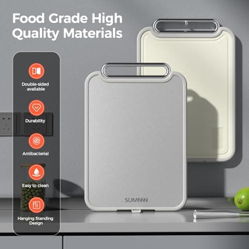 Sumzzz Stainless Steel Cutting Board for Kitchen, 2-in-1 Double-Sided Chopping Board, Dishwasher Safe, Food Grade Stainless Steel/PP, Easy to Clean, Large Size, Non-Slip, 16"×11" - Thumbnail 3