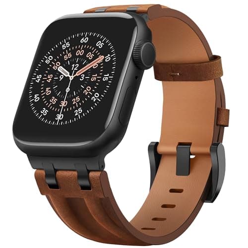 CDRCICI Vintage Leather Strap Compatible with Apple Watch Band 46mm 45mm 44mm 42mm 49mm for Men Women, Rugged Metal Connector Genuine Leather Replacement Strap for iWatch Series 11 10 9 8 7 6 5 4 3 SE Ultra 3 2 1