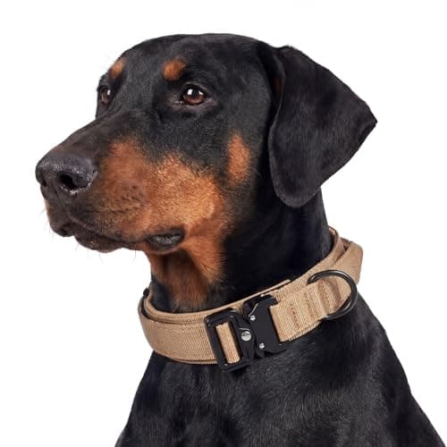 Relux Tactical Dog Collar with Handle, Heavy-Duty Metal Buckle Adjustable Nylon Dog Collar, Soft Padded Training Collar with D-Ring & Patch Panel for Medium Large Dogs (Brown, XL) - Image 1
