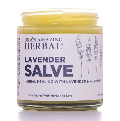Lavender Salve Ointment, Sleep Balm, Lavender Essential Oil, Aromatherapy for Relaxation Anxiety Relief & Massage, Dry Skin Hand Repair Cream Calendula Coconut Oil, Ora's Amazing Herbal, 4 oz - Image 1