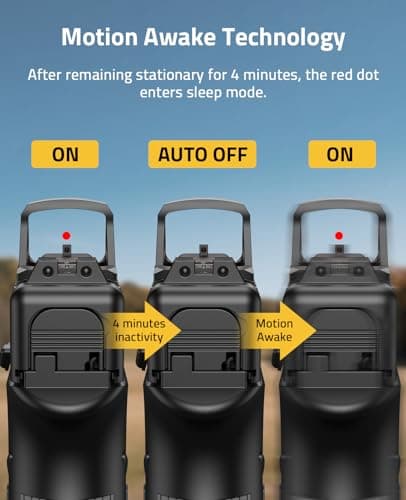 CVLIFE Wolfprowl Motion Awake Red Dot Sight, Compatible with RMS/RMSC 3MOA Red Dot Compact Reflex Sight Shockproof IPX7 Waterproof, with Adapter Plate for MOS 21mm Picatinny Base - Thumbnail 3