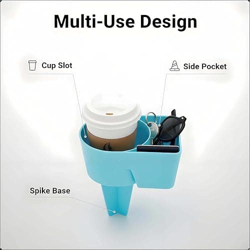 Home Queen Beach Cup Holder with Pocket, Sand Cup Holder for Drink Beverage Phone Sunglasses, Beach Vacation Accessories, Beach Trip Gifts, Multicolor 8 Piece Set - Thumbnail 3
