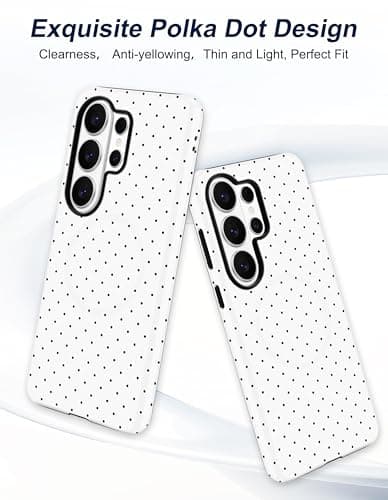 Aitipy Compatible with MagSafe Polka Dot Phone Case for Samsung Galaxy S26 Ultra, Cute Aesthetic Polka Dot Magnetic Soft TPU and Hard PC Protective Phone Cover for Women Girls - White - Thumbnail 4