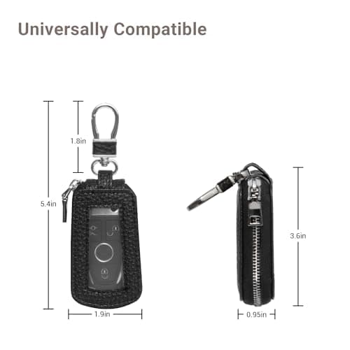 Yuoyar Key Fob Cover, Universal Car Key Leather Case, Fob Holder for Auto Remote (Black) - Thumbnail 6