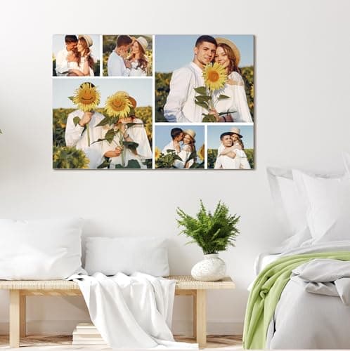 Unite Stone Custom Canvas Prints with your photos collage, Personalized Wall Art for Family Home Office Wedding Decor, Customized Gifts for Valentine's Day Wedding (6 Photos) - Thumbnail 2