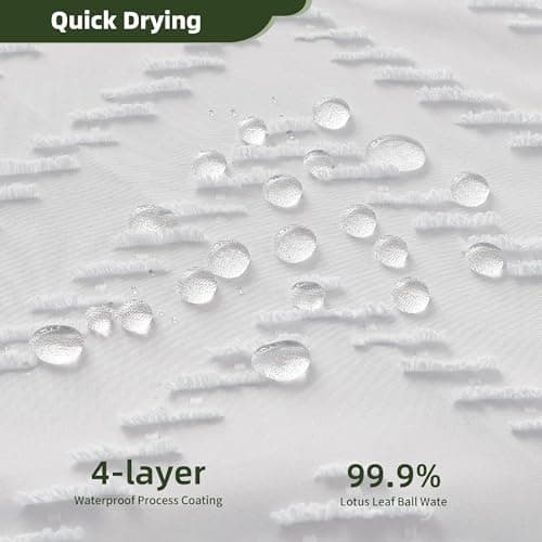 Siiluminisoy 78 Inch Shower Curtain White Shower Curtain Fabric 72x78 Shower Curtains Cloth Textured Tufted Chevron Elegant Shower Curtains Waterproof for Bathroom - Thumbnail 3