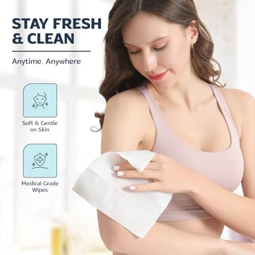 60 XL Shower Wipes – Body Wipes for Adults Bathing No Rinse – 6 Packs of 10 – Extra Moist Bath with Aloe & Vitamin E for Camping, Travel, Gym & Bedridden Care - Thumbnail 5