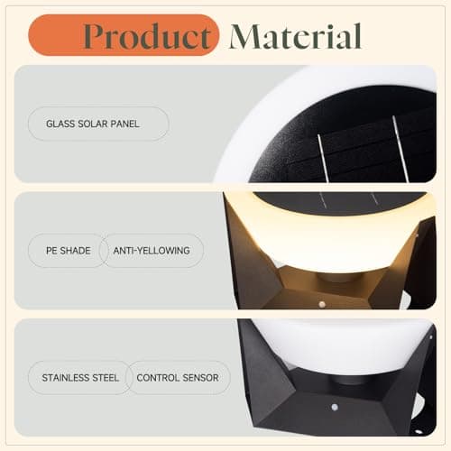VZVI Solar Lanterns Outdoor, 3000K LED Medium Solar Floor Lamp Waterproof with IP54, Dusk to Dawn Outdoor Floor Lamp, E26 Lantern for Porch, Modern Dimmable Lantern for Patio Deck Yard, Garden Lights - Thumbnail 5