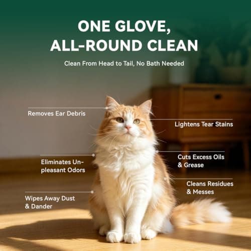 OzBreeze ECO PET Glove Wipes for Dogs & Cats, Hypoallergenic Unscented Cleaning & Deodorizing Bath Wipes, Coconut Oil Nourishing Fur Pet Grooming Gloves, 20pcs - Thumbnail 4