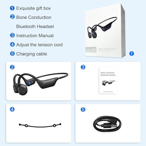 UOEPOWA Bone Conduction Headphones 2026 New Model Bluetooth 6.0 Open-Ear Design 10-Hour Battery Life IPX5 Waterproof Sports Headphones with Microphone Ideal for Running, Cycling, Gym Use (Black) - Thumbnail 6