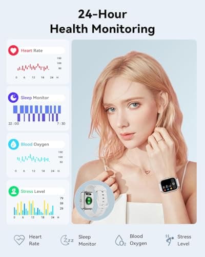 Smart Watches for Women/Men, Smart Watch for Android Phones and iPhone Compatible, Alexa Built-in, 1.8" Fitness Watches for Women, IP68 Waterproof /Bluetooth Call, Heart Rate/Sleep Monitor, White - Thumbnail 6