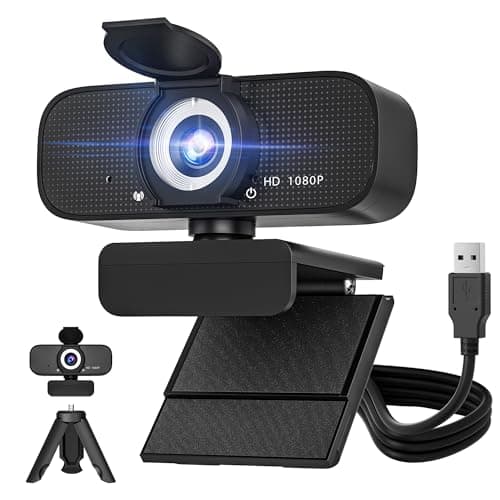 SZGIARUY 1080P Full HD Webcam with Built-in Microphone and Rotatable Tripod, Privacy Cover, for Desktop PC or Laptop Computer-Style1 - Image 1