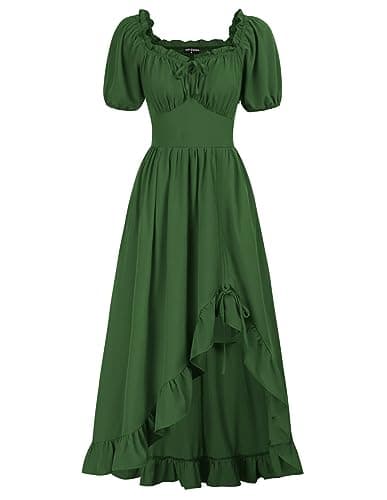 Scarlet Darkness Renaissance Corset Dresses Flowy 2025 Summer Dress Cottagecore Dress Green XL - Image 1