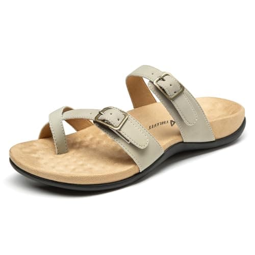 Athlefit Orthopedic Sandals for Women Arch Support Orthotic Flip Flops Comfortable Summer Thong Sandals Stone Stone Size 9 - Image 1